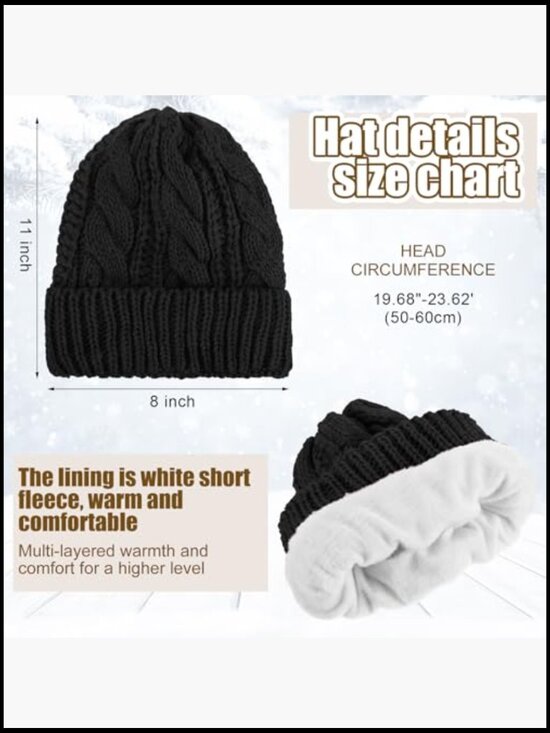 Winter Beanie Hat Scarf Gloves Ear Warmer Set Acrylic Fleece Knit main image 4